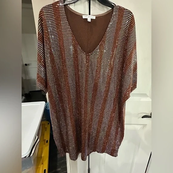 Ces Femme | Dresses | Ces Femme Brown Sequin Oversized Tunic Dress |  Poshmark